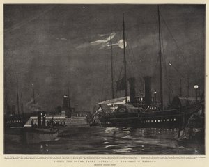 Natt, Royal Yacht Alberta i Portsmouth Harbor av Charles Edward Dixon