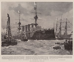 Return of the Naval Defenders of Ladysmith, HMS Powerful ankommer Portsmouth