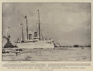 Kaisers besøk til dronningen, Imperial Yacht Hohenzollern kommer inn i Portsmouth havn av Charles Edward Dixon