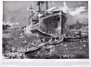 The Landing at Gallipoli Peninsula, illustrasjon fra 