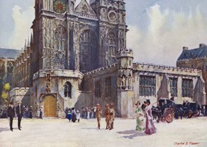 Westminster Abbey, hvor kong Edward VII og dronning Alexandra steg av av Charles Edwin Flower