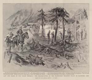 Lov og orden i Yukon-distriktet, hovedkvarteret til North-West Mounted Police i Klondyke City av Charles Edwin Fripp