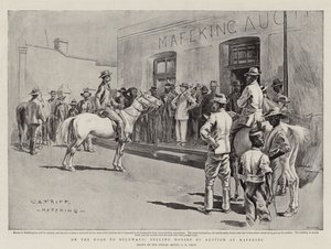 På veien til Bulawayo, selger hester på auksjon hos Mafeking av Charles Edwin Fripp