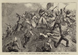 Den afghanske kampanjen, det femti-niende regimentet stormer en høyde nær Sebundi-passet av Charles Edwin Fripp