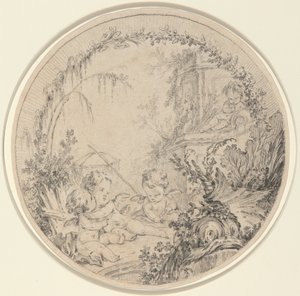 Tre putti med fiskenett