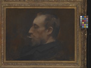 Portrett av en mann (olje på tre) av Charles Emile Auguste Carolus-Duran