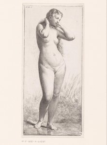 stående naken kvinne av Charles Emile Jacque (attributed to)
