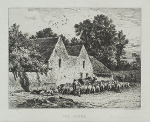 Et gårdshus av Charles Emile Jacque