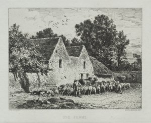 Et gårdshus. av Charles Emile Jacque
