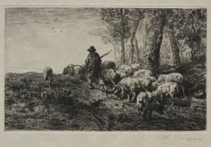 En flokk med svin av Charles Emile Jacque