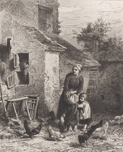 Hjørne av gårdsplassen, 1864. av Charles Emile Jacque