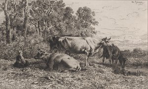 Hollandske kyr, 1864. av Charles Emile Jacque