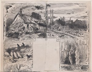 februar fra Album of Rustic Subjects, 1859. av Charles Emile Jacque