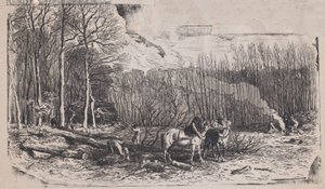 februar fra Album of Rustic Subjects, 1859. av Charles Emile Jacque