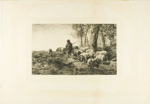 Griseflokk med svinebesetning av Charles Emile Jacque