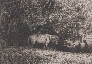 Hest under en tregren, 1846. av Charles Emile Jacque
