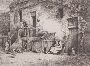 Foran huset, 1845. av Charles Emile Jacque