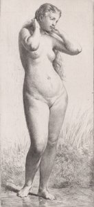 Ung kvinne i badet, 1866. av Charles Emile Jacque