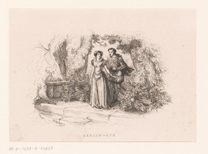 Par i en hage Kenilworth (tittel på objekt) av Charles Emile Jacque