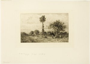 Landskap med kurvet vei av Charles Emile Jacque
