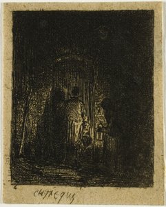Mann og kvinne med lykter av Charles Emile Jacque