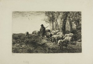 Mann med griseflokk av Charles Emile Jacque