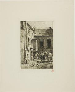 Parisisk gårdsplass av Charles Emile Jacque