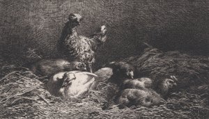 Høner, 1867. av Charles Emile Jacque