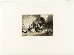 Hane og høner av Charles Emile Jacque