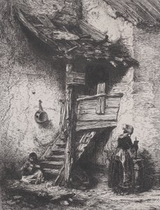 Trapper og kvinnekjerning, 1845. av Charles Emile Jacque