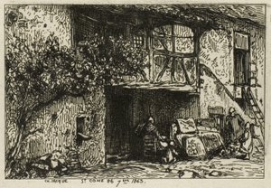 Trapper foran et hus av Charles Emile Jacque
