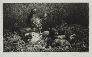 Kyllingene. av Charles Emile Jacque