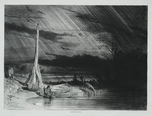 Fiskeren, regnvær, 1847. av Charles Emile Jacque
