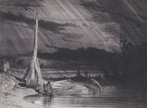Fiskeren, regnvær, ca. 1853. av Charles Emile Jacque