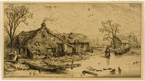 Den frosne dammen av Charles Emile Jacque