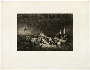 Den store fåresengen, horisontal plate av Charles Emile Jacque