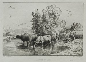Vanningsplassen av Charles Emile Jacque