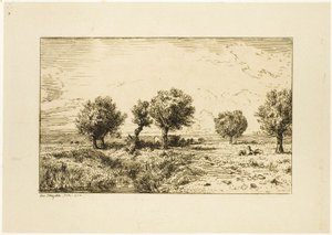 Piljer i et landskap av Charles Emile Jacque