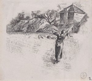 Kvinne som bærer skjær, ca. 1853. av Charles Emile Jacque