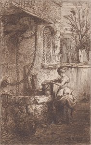 Kvinne ved en brønn, 1842. av Charles Emile Jacque