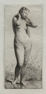 Ung kvinne bader av Charles Emile Jacque