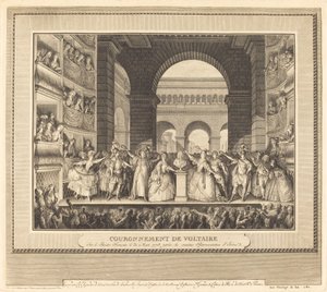 Coronation of Voltaire (The Crowning of Voltaire) av Charles Etienne Gaucher after Jean Michel Moreau