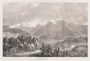 Slaget ved Rivoli, tidlig på 1800-tallet (litho) av Charles Etienne Pierre Motte