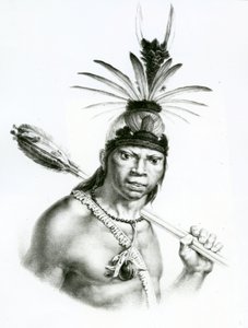 Sjef Camacan Mongoyo fra 'A Pitoresque and Historical Trip to Brazil' av Jean Baptist Debret, 1834 av Charles Etienne Pierre Motte