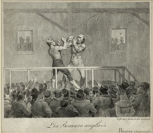 Engelske boksere (litho) av Charles Etienne Pierre Motte