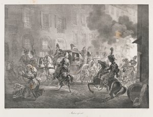 Infernal Machine, tidlig på 1800-tallet (litho) av Charles Etienne Pierre Motte