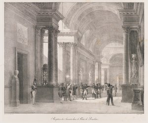 Resepsjon av Savants, tidlig på 1800-tallet (litho) av Charles Etienne Pierre Motte