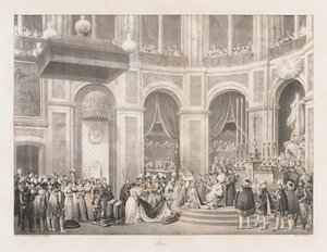 Sacre, tidlig på 1800-tallet (litho) av Charles Etienne Pierre Motte