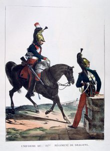 Uniform av det 12. Regiment of Dragons, Frankrike, 1823.