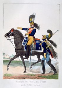 Uniform av elitegendarmene til den kongelige garde, Frankrike, 1823.